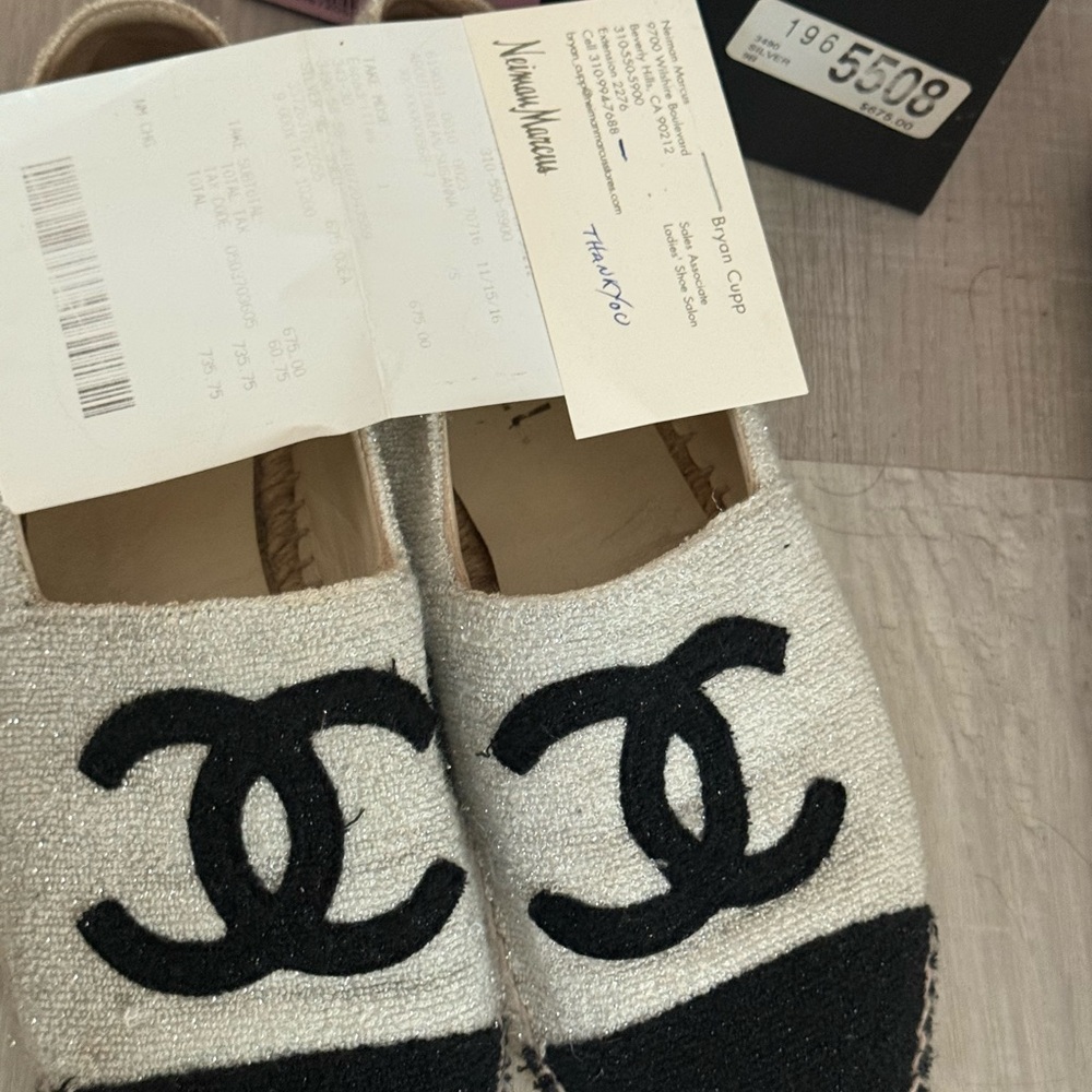 Chanel Black and White Espadrilles 39